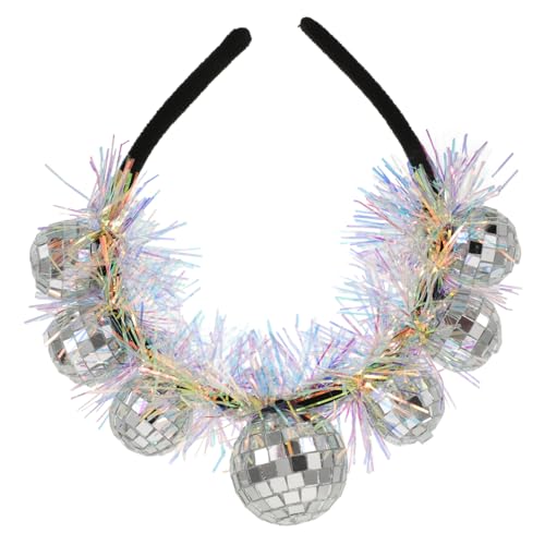 DEARMAMY Retro-regenbogen-stirnband Kleine Disco Partylichter Schicke Leds Stirnbänder Disco-kugelkopf-bopper Discokugeln Stirnband Mit Spiegelkugel Discolichter Für Partys Plastik von DEARMAMY