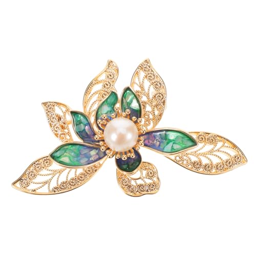 DEARMAMY Rhinestone Lotus Flower Brooch mit Künstlichen Perlen Dekorativer Metall-anstecker für Braut und Verlobung Eleganter Schmuck für Hochzeitskleid Hut Jacke Langlebig und Stilvoll von DEARMAMY