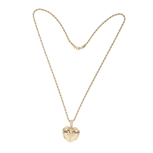 DEARMAMY Romantische Herzanhänger-kette Damen Leichtes DIY Foto Medaillon mit Schützendem Deckel Elegantes Kreuz Design Vielseitiger Schmuck für Alltag Geschenk und Besondere Anlässe von DEARMAMY