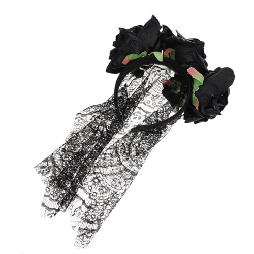 DEARMAMY Rosen Stirnband Halloween Blumenkrone Spitzen Kopfschmuck Haarreif Haarschmuck Für Festmode Mit Mesh Für Stilvolles Aussehen DEARMAMY Rosen Stirnband Halloween Blumenkrone Spitzen Kopfschmuck Haarreif Haarschmuck Für Festmode Mit Mesh Für Stilvolles Aussehen von DEARMAMY