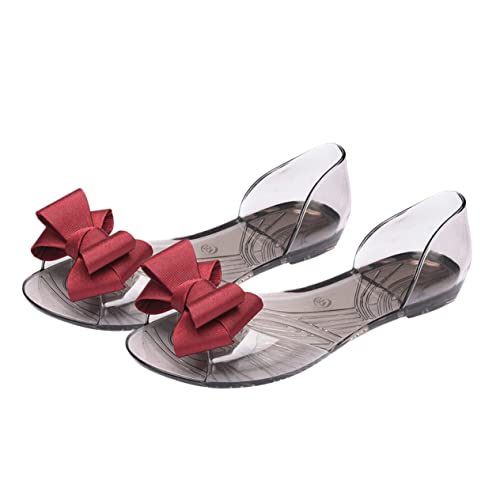 DEARMAMY Jelly-schuhe Für Damen Flache Sandalen Mit Bowknot Und Fischmaul Kreative Sommerschuhe Aus Strapazierfähigem Material Einfach Auszuziehen Für Strand Und Alltag von DEARMAMY