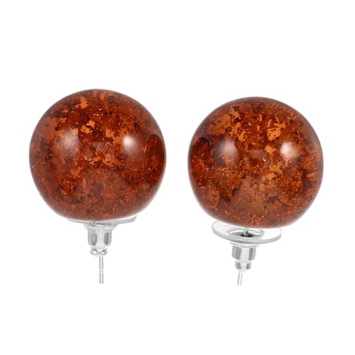 DEARMAMY Rote Resin Kugel Ohrstecker Damen Dainty Ball Ear Studs Herbst Winter Ohrringe Vielseitig Kombinierbare Glänzende Ohrschmuck für Alltag und Party von DEARMAMY