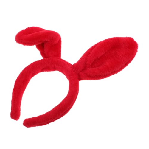 DEARMAMY Roter Hasenohren Haarreif Für Junge Mädchen Und Erwachsene Flauschige Bunny Ears Kopfschmuck Für Karneval Ostern Und Cosplay Weiches Material Universelle Passform Auffälliges von DEARMAMY