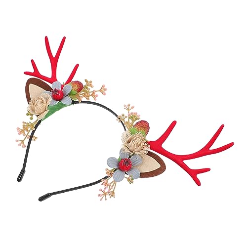 DEARMAMY Rotes Weihnachts Haarreifen mit Flexiblem Leichtem Geweih Design Verstellbar für Erwachsene Haarschmuck für Festliche Partys und Weihnachtsfotos von DEARMAMY