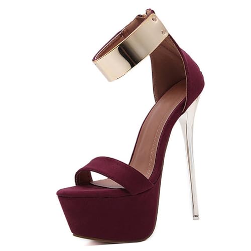 DEARMAMY Sandalen Damen High Heel Sandaletten mit Dünnem Absatz Schwarz Wasserfest Rutschfeste Sohle Modisch für Sommer Strand Bequemes An Ausziehen US von DEARMAMY