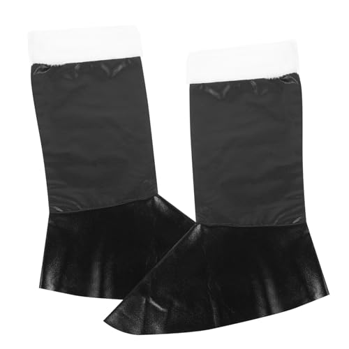 DEARMAMY Santa Boot Cover Weihnachtskostüm Zubehör Schwarze Nikolausstiefel Überzieher Santa Claus Cosplay Accessoire für Weihnachtsfeier und Festtagsdeko von DEARMAMY