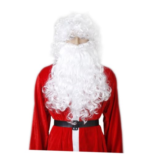 DEARMAMY Weihnachtsmann-perücke Und Schnurrbart Weiß Aus Synthetischen Fasern Mit Gelocktem Design Für Cosplay von DEARMAMY