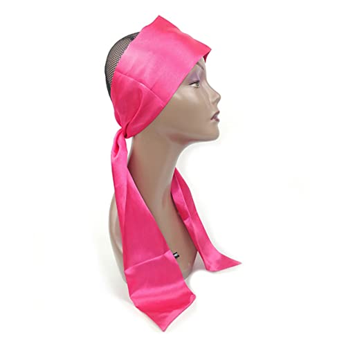DEARMAMY Satin Haartuch für Damen Rutschfeste Haarband für Perücke und Kopfschmuck für Täglichen Gebrauch Leuchtendem Rosaton für Kopfgrößen Clips von DEARMAMY