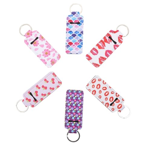DEARMAMY Schlüsselanhänger Mit Schutzhülle Für Lippencreme 6er-Pack Tragehüllen Für Lippenstift Einfach An Schlüsseln Und Taschen Anzubringen Für Mehr Ordnung von DEARMAMY