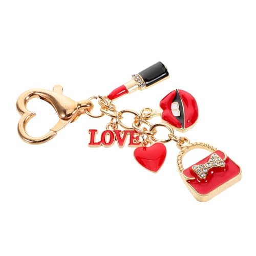 DEARMAMY Schlüsselanhänger Mit Lippenstift-Herz Strasssteinen Legierung Charm Für Tasche Geldbörse Auto Einzigartiges Ornament Für Besondere Anlässe von DEARMAMY