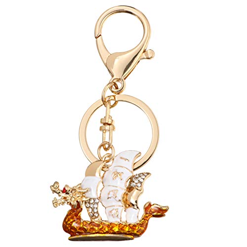 DEARMAMY 1stück Schlüsselanhänger Drache Boot Design Chinesischer Für Taschen Und Schlüssel Robuster Und Stilvoller Goldfarbe von DEARMAMY