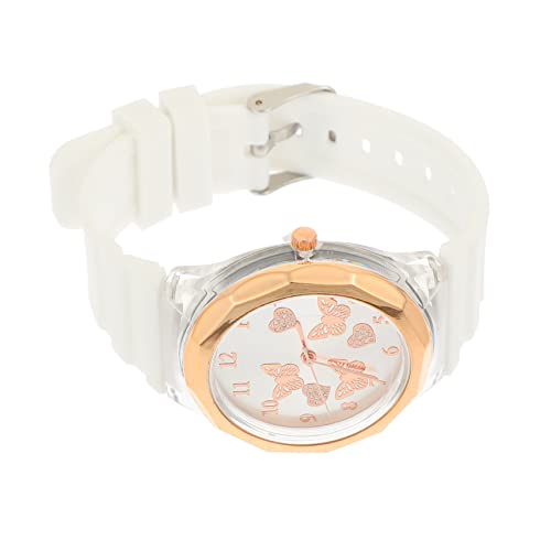 DEARMAMY Schmetterlings-Quarzuhr Modeuhren für Damen lässige damenuhren Trainingsuhr für Frauen Watch Kinder Watch Uhr mit Silikonarmband achte auf Mädchen elektronisch Weiß von DEARMAMY