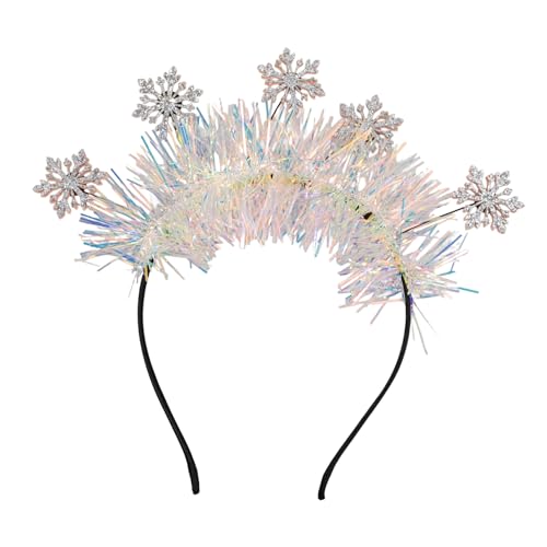 DEARMAMY Schneeflocken-stirnband Urlaub Stirnbänder Snowflake Stirnband Weihnachtshaarbänder Weihnachts-schneeflocke-stirnband Weihnachtswinterstirnbänder Schneeflocke Kostüm Silver Grüßer von DEARMAMY