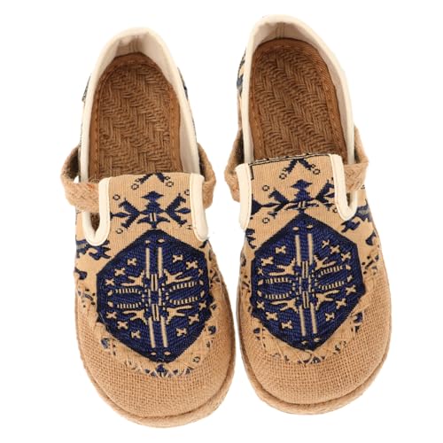 DEARMAMY 1Paar Damen Ethnische Stil Bestickte Leinenschuhe Baumwolle und Leinen Bequeme Flache Schuhe für Frauen Atmungsaktive und rutschfeste Schuhe Sommer von DEARMAMY