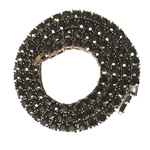 DEARMAMY Schwarze Hiphop Halskette Damen mit Reihigen Funkelnden Kristallsteinen Nickelfrei Modischer Punk Schmuck für Party Festival Alltag von DEARMAMY