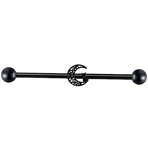 DEARMAMY Schwarze Katzen Ohrstecker Damen Barbell Ohrringe Mond Leicht Elegant Modisch Für Mehrere Ohrlöcher Hypoallergen Schmuck von DEARMAMY