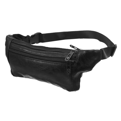 DEARMAMY Schwarze Tragbare Hüfttasche Für Herren Stilvolle Umhängetasche Mit Kopfhörerstecker Robuste Brusttasche Für Outdoor Aktivitäten Verstellbare Sporttasche Für Reisen von DEARMAMY