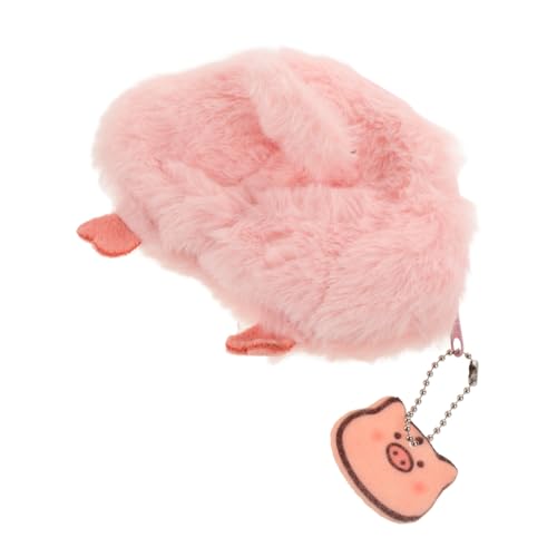 DEARMAMY Schweine-Hintern-geldbörse Brieftasche Frauen Funkeln Kleines Kartenetui Glitzer-geldbörse Münzbeutel Minimalistisch Reisetasche Flauschiger Hasen-schlüsselanhänger Plüsch Rosa von DEARMAMY