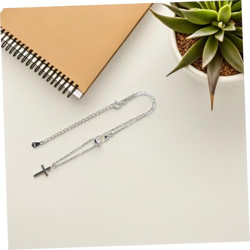 DEARMAMY Kreuz Fußkettchen Aus Silber Mit Strasssteinen Verstellbarer Fußschmuck Für Damen Angenehm Und Langlebig Für Täglichen Gebrauch Und Verschiedene Anlässe von DEARMAMY