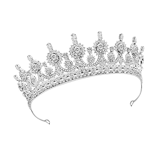 DEARMAMY Silbernes Braut Diadem Funkelnden Kristallen Zierliches Haarschmuck Schmuckstück für Hochzeit Party Fotoshooting und Festliche Anlässe Eleganter Kopfschmuck für Damen von DEARMAMY
