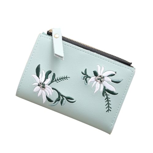 DEARMAMY Slim Thin Zipper Wallet Für Portemonnaie Mit Für Täglichen Gebrauch Kurzformat Pu Hellgrün von DEARMAMY