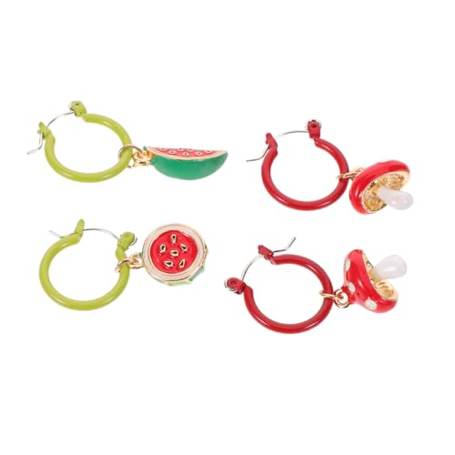 DEARMAMY Sommerliche Obstohrringe für Damen Set Wassermelonen Pilz-design Leichte Creolen Verspielter Schmuck für Partys und Alltag von DEARMAMY