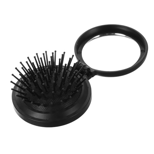 DEARMAMY Spiegel Haarkämme Kleine Haarkämme Reise Haarbürste Haarkamm Mit Spiegel Reise Haarbürste Für Damen Faltbare Haarbürste Bürste Mit Spiegel Taschen Haarbürste Glas Schwarz von DEARMAMY