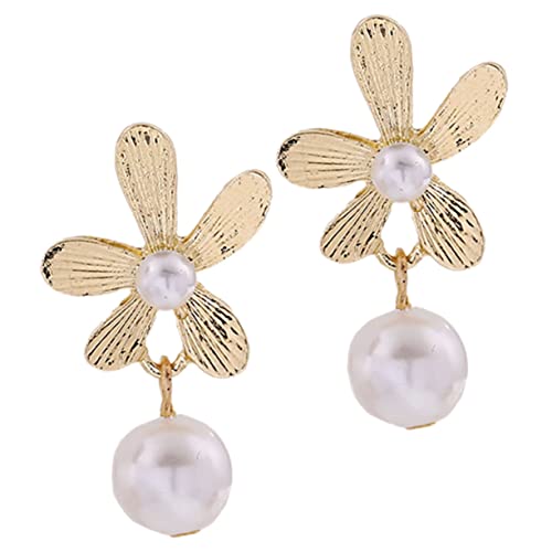 DEARMAMY Statement Ohrringe Damen Blütenform Ohrstecker mit Perlen Ohrschmuck für Frauen und Freundinnen von DEARMAMY