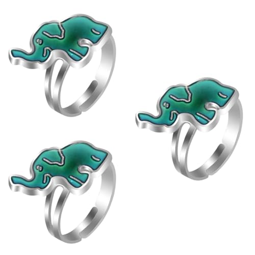 DEARMAMY Stimmungsring Kinder 3 Stück Elefanten Ring Fingerschmuck Stilvoller Ring Fingerring Finger Vielseitiger Ring Thermochromer Ring Damenschmuck Hübscher Kinderring Kreativer von DEARMAMY
