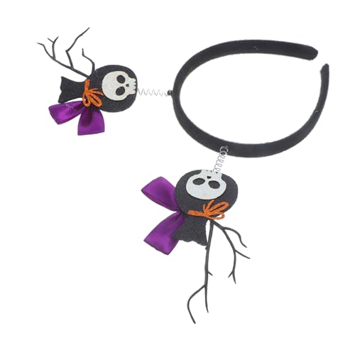 DEARMAMY -Stirnband gotisches Stirnband Halloween-Party-Haarband -Haarreifen Cosplay-Haarreifen Halloween-Haarschmuck zur Dekoration gefühlt Black von DEARMAMY