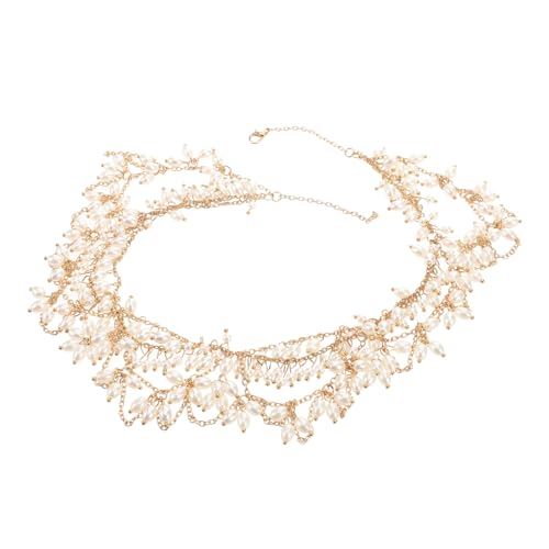 DEARMAMY Stirnkette mit Perlenquasten festivalzubehör hochzeit haarschmuck Vintage Haarschmuck Boho Haarschmuck Perlenkette Kopfschmuck Kopfbedeckungen für Frauen Hochzeitsschmuck Plastik von DEARMAMY