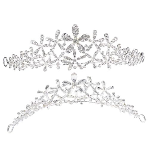 DEARMAMY Strass Krone Braut Haarschmuck Alloy Schneeflocken Diadem Funkelndes Stirnband für Hochzeit Party Weihnachten Accessoire für Damen und Brautjungfern von DEARMAMY