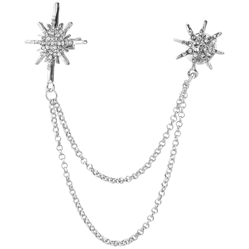 DEARMAMY Strass Stern Brosche Pin Kette Revers Zierliche Funkelnde Hochzeit Kleid Anzug Frau Schmuck Statement Bling Accessoire Blumenstrauß Quaste Formell Glitzernd Heiraten Kragen von DEARMAMY