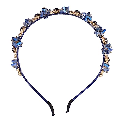 DEARMAMY Strass Stirnband Marineblau Funkelndes Juwelen Kopfstück Hochzeitsfarbe Verziert Funkelndes Stirnband Haar Stirnbänder Zarter Strass Kopfschmuck Legierung von DEARMAMY