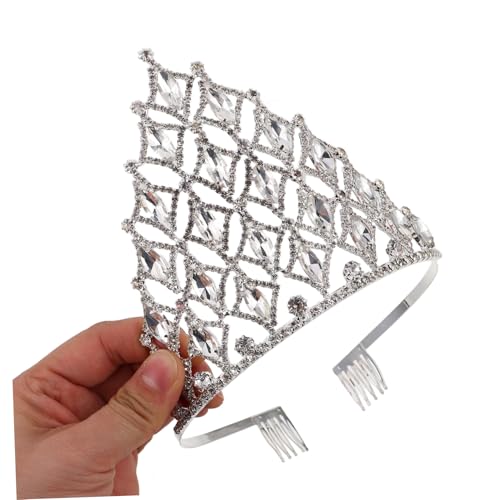 DEARMAMY Strass Tiara mit Kamm Transparente Weiße Brautkrone Königliches Diadem für Hochzeit Schönheitswettbewerb Theater Party Feine Verarbeitung Vielseitig Tragbar von DEARMAMY