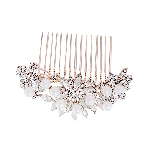 DEARMAMY Strass haar kamm Perlen-Tiara-Kamm Haarkämme für Frauen Tiara Kamm Perle Haaraccessoires für Damen Braut- Hochzeit Haarschmuck für die Braut Haarzubehör für formelle Anlässe Golden von DEARMAMY