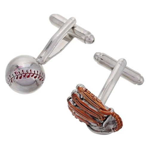 DEARMAMY Stylische Manschettenknöpfe im Baseballhandschuh Design für Herren Silberne Cufflinks für Anlässe Wie Hochzeiten und Geschäftsveranstaltungen von DEARMAMY