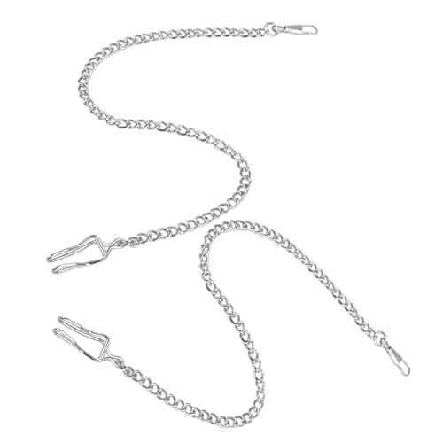 DEARMAMY Taschenuhrkette 2 Stück Für Männer Metallkette Für Taschenuhren Verstellbar Silber Stilvolles Design Für Jeans Und Hosen von DEARMAMY