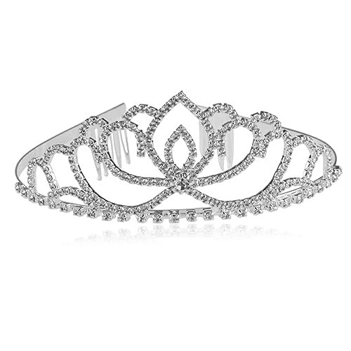 DEARMAMY Silbernes Strass Stirnband Krone Stirnband Für Braut Hochzeit Strass Tiara Kopfschmuck von DEARMAMY