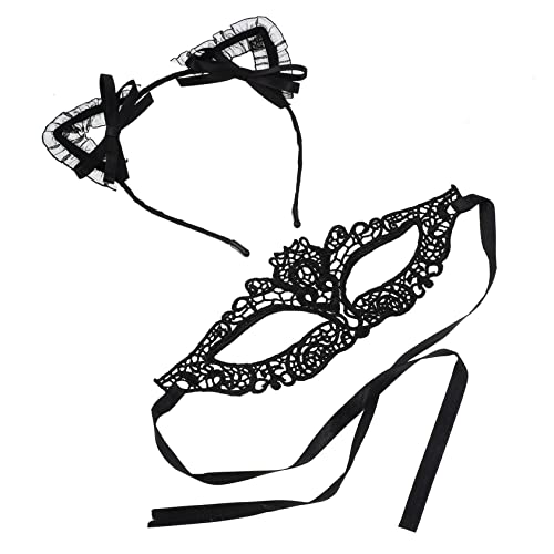 DEARMAMY Tierohr-haarband Mit Spitzen-gesichtsmaske Party-kopfschmuck Dekoratives Stirnband Für Festivals von DEARMAMY