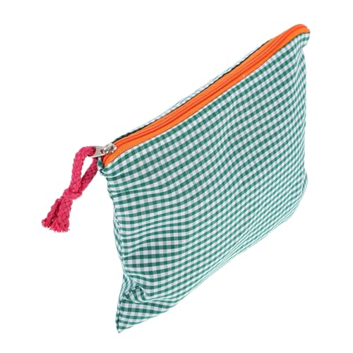 DEARMAMY Kleine Kosmetiktasche Im Vintage-Stil Tragbare Make-up-Organizer-Tasche Aufbewahrung Für Kosmetik Toilettenartikel Und Schreibwaren Für Und Alltag Retro Farbblockdesign Grünes von DEARMAMY