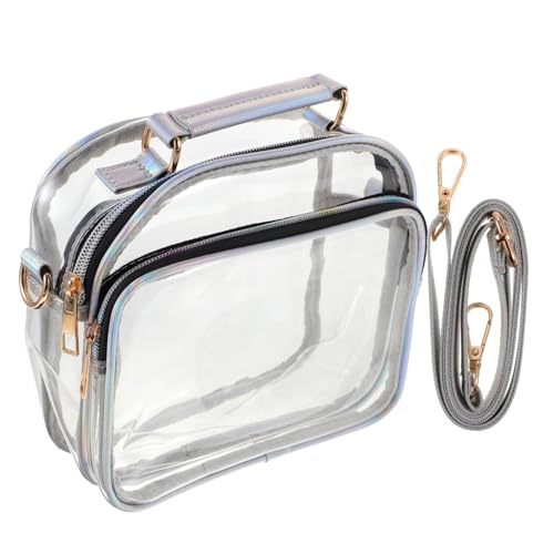 DEARMAMY Transparente PVC Umhängetasche Damen Kleine Crossbody Purse Leichte Schultertasche mit Verstellbarem Träger für Stadion Konzert Festival Alltag von DEARMAMY