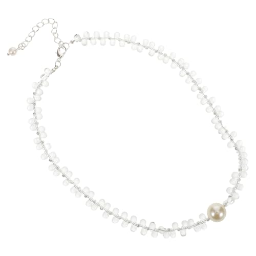 DEARMAMY Transparente Perlen-halskette Damen Choker Leicht Elegant Strapazierfähig Vielseitig Für Alltag Und Braut Schmuck von DEARMAMY