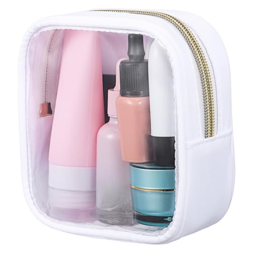 DEARMAMY Transparente Reise-Make-up-Tasche Mit Reißverschluss Kompakte Organizer-Tasche Für Damen Hautpflegetasche Mit Frontfenster Aufbewahrungstasche Für Make-up Und Reiseutensilien von DEARMAMY