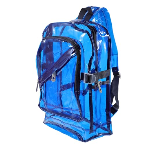 DEARMAMY Transparenter Schulrucksack Blau Mit Verstellbaren Schultergurten Für Mädchen Und Jungen Geräumig Für Bücher Und Utensilien Leichtgängiger Reißverschluss Für Einfaches Öffnen Und s von DEARMAMY