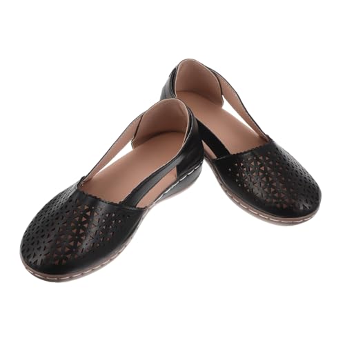 DEARMAMY Trendige Damen Sandalen mit Keilabsatz Atmungsaktive Leichte Sommer-slides mit Niedrigem Absatz und Hohlem Design für Komfortables Gehen und Alltag Schwarz von DEARMAMY