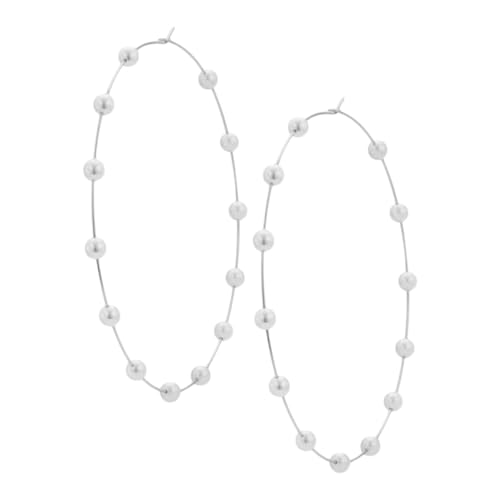DEARMAMY Überdimensionale Perlen Creolen Ohrringe Damen Modisch Leicht Legierung Schmuck Party Alltag Silber Dangle Loop Ohrschmuck von DEARMAMY