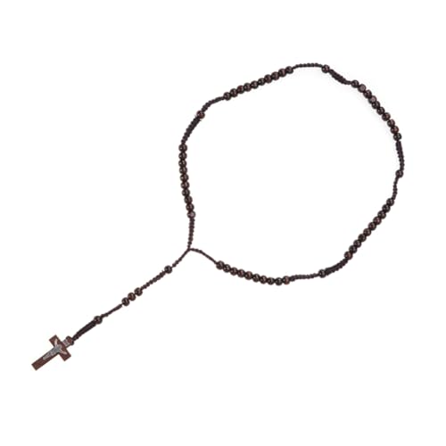 DEARMAMY Unisex Kreuz Halskette Mit Perlen Kette Christliche Schmuckkette Kaffee Farbe Handgefertigtes Design Ideal Als Für änner Und Frauen von DEARMAMY