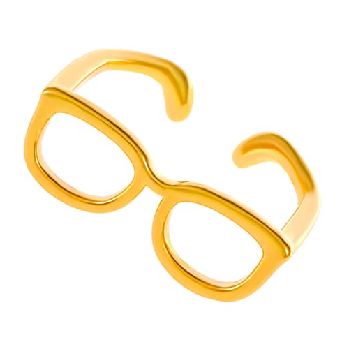 DEARMAMY Verstellbarer Offener Ring in Brillenform Aus Hochwertigem Kupfer Klein Für Frauen Und Mädchen Modisches Accessoire Mit Angenehmem Tragegefühl von DEARMAMY