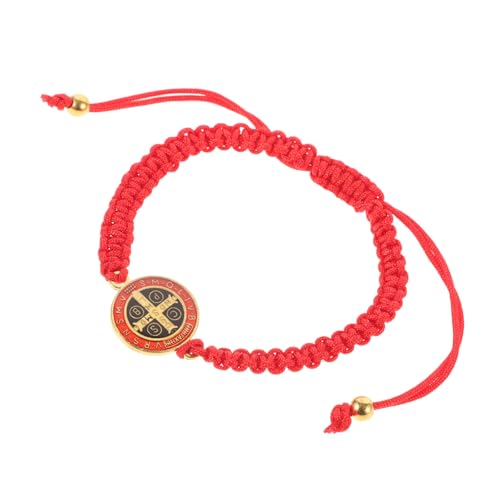 DEARMAMY Verstellbares Handgefertigtes Saint Benedict Armband für Damen Herren Teens Rotes Religiöses Schutz Schnurarmband Geflochtenes Design Einstellbar und Leicht Spiritueller Schmuck von DEARMAMY